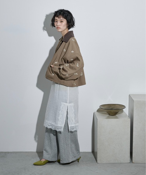 THE YOn（ザヨン）の「レース切替シアーキャミチュニック（ワンピース・レディース・ライム/オフホワイト/チャコールグレー・FREE）」の5枚目の写真