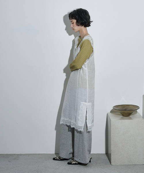 THE YOn（ザヨン）の「レース切替シアーキャミチュニック（ワンピース・レディース・ライム/オフホワイト/チャコールグレー・FREE）」の9枚目の写真