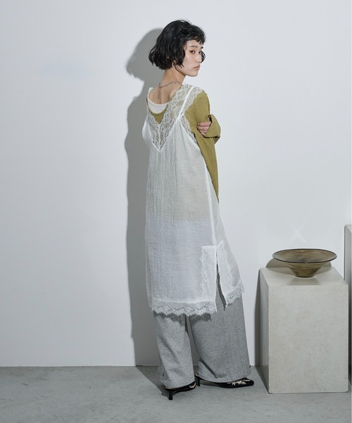 THE YOn（ザヨン）の「レース切替シアーキャミチュニック（ワンピース・レディース・ライム/オフホワイト/チャコールグレー・FREE）」の11枚目の写真