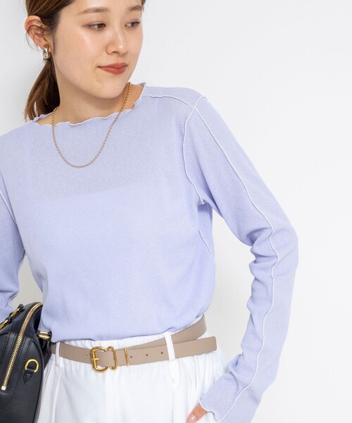 NOLLEY’S(ノーリーズ)の「ウォッシャブルドライテレコメロー配色プルオーバー(Tシャツ/カットソー・レディース・サックスブルー/ブラウン/ホワイト・FREE)」の17枚目の写真
