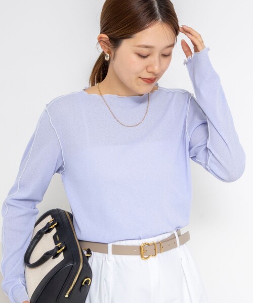 NOLLEY’S(ノーリーズ)の「ウォッシャブルドライテレコメロー配色プルオーバー(Tシャツ/カットソー・レディース・サックスブルー/ブラウン/ホワイト・FREE)」の19枚目の写真