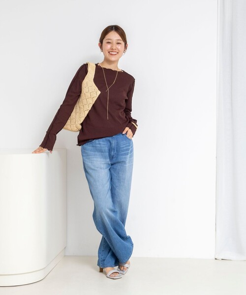 NOLLEY’S(ノーリーズ)の「ウォッシャブルドライテレコメロー配色プルオーバー(Tシャツ/カットソー・レディース・サックスブルー/ブラウン/ホワイト・FREE)」の21枚目の写真