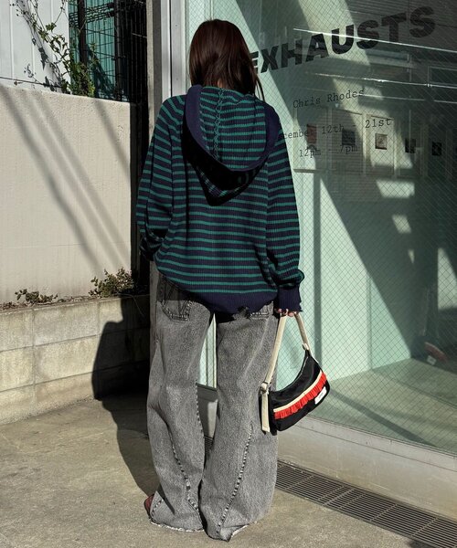 CIAOPANIC（チャオパニック）の「【ANTI WARP /アンチワープ】切替カーブワイドデニム（デニムパンツ・レディース・ブラウン/ブラック・MEDIUM/LARGE）」の8枚目の写真