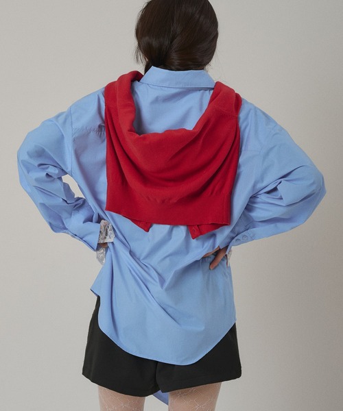 MUHET(ミュエータ)の「multiway ribbon tie lace shirt / マルチウェイレース付きリボンシャツ(シャツ/ブラウス・レディース・ベージュ/ネイビー/ピンク/ライトブルー・FREE)」の22枚目の写真