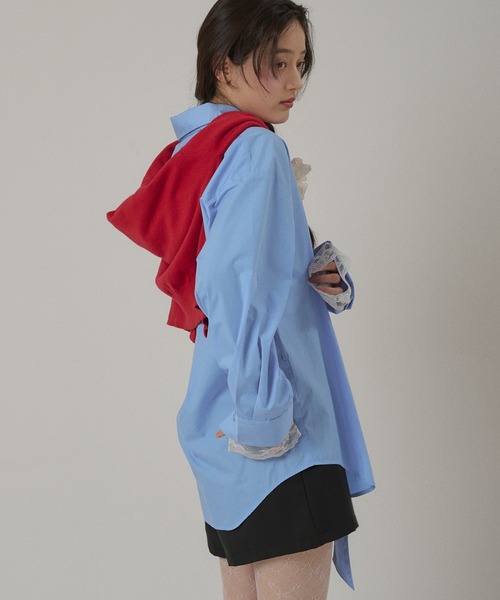 ENFOLD RIBBON SHIRT リボンシャツ　リボンシャツ　ブルー ENFOLD(エンフォルド)｜RIBBON SHIRT/シャツ/ライトブルー の通販