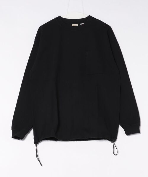 Goodwear(グッドウェア)の「【Goodwear】ドロスト ポケ付きL/S BIG TEE 2W7-16201(Tシャツ/カットソー・メンズ・ホワイト/ブラック/杢グレー・XL/L/M)」の2枚目の写真