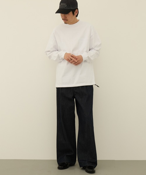 Goodwear(グッドウェア)の「【Goodwear】ドロスト ポケ付きL/S BIG TEE 2W7-16201(Tシャツ/カットソー・メンズ・ホワイト/ブラック/杢グレー・XL/L/M)」の5枚目の写真