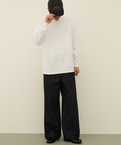 Goodwear(グッドウェア)の「【Goodwear】ドロスト ポケ付きL/S BIG TEE 2W7-16201(Tシャツ/カットソー・メンズ・ホワイト/ブラック/杢グレー・XL/L/M)」の6枚目の写真