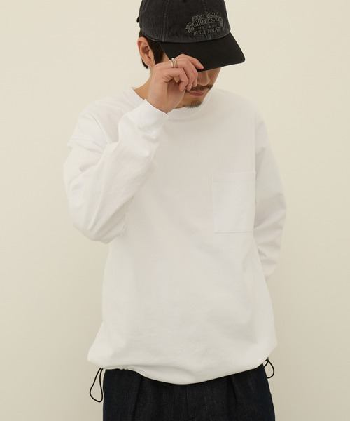 Goodwear(グッドウェア)の「【Goodwear】ドロスト ポケ付きL/S BIG TEE 2W7-16201(Tシャツ/カットソー・メンズ・ホワイト/ブラック/杢グレー・XL/L/M)」の8枚目の写真