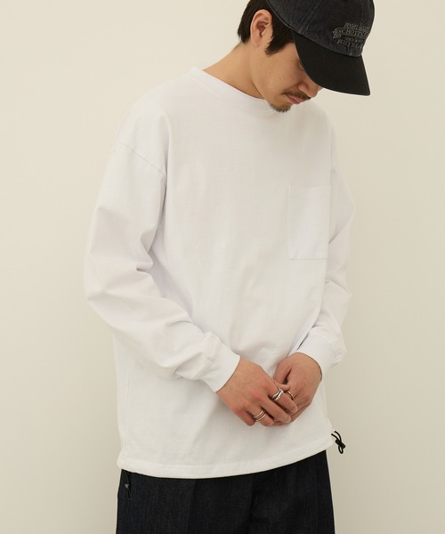 Goodwear(グッドウェア)の「【Goodwear】ドロスト ポケ付きL/S BIG TEE 2W7-16201(Tシャツ/カットソー・メンズ・ホワイト/ブラック/杢グレー・XL/L/M)」の9枚目の写真