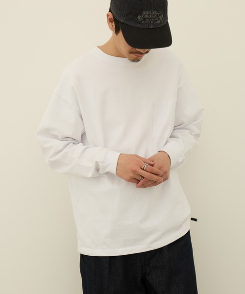 Goodwear(グッドウェア)の「【Goodwear】ドロスト ポケ付きL/S BIG TEE 2W7-16201(Tシャツ/カットソー・メンズ・ホワイト/ブラック/杢グレー・XL/L/M)」の10枚目の写真