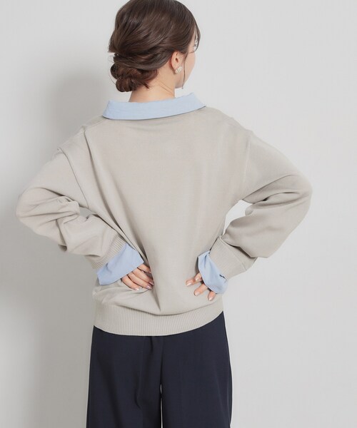 couture brooch（クチュールブローチ）の「布帛ドッキングプルオーバー（ニット/セーター・レディース・ブラック/ライトイエロー系/ライトグレー・38）」の6枚目の写真