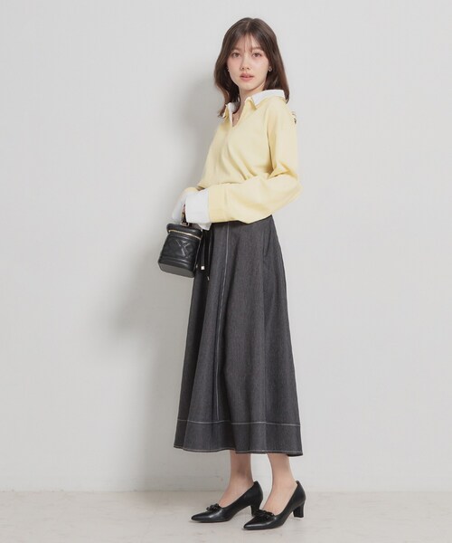 couture brooch（クチュールブローチ）の「布帛ドッキングプルオーバー（ニット/セーター・レディース・ブラック/ライトイエロー系/ライトグレー・38）」の15枚目の写真