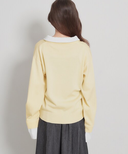 couture brooch（クチュールブローチ）の「布帛ドッキングプルオーバー（ニット/セーター・レディース・ブラック/ライトイエロー系/ライトグレー・38）」の9枚目の写真