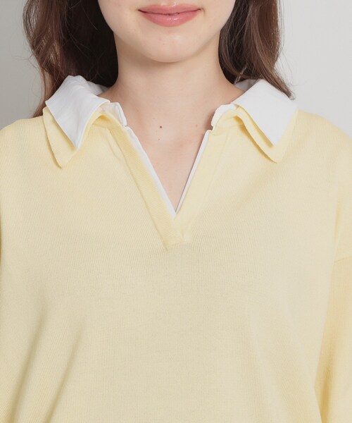 couture brooch（クチュールブローチ）の「布帛ドッキングプルオーバー（ニット/セーター・レディース・ブラック/ライトイエロー系/ライトグレー・38）」の10枚目の写真