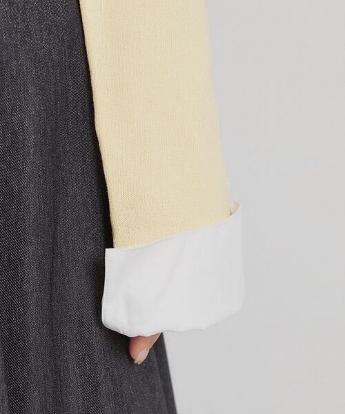 couture brooch（クチュールブローチ）の「布帛ドッキングプルオーバー（ニット/セーター・レディース・ブラック/ライトイエロー系/ライトグレー・38）」の12枚目の写真