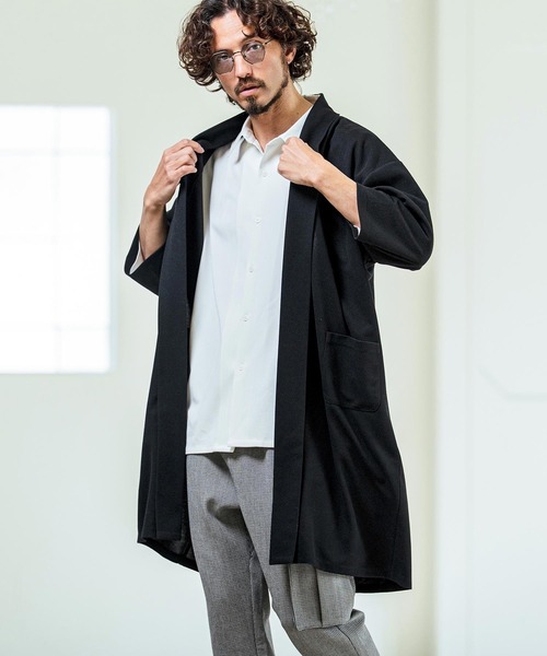 Magine（マージン）の「mcg3774- Mini Waffle Seven Sleeve Long Cardigan カーディガン(MGN-261-001)（カーディガン/ボレロ・メンズ・ネイビー/ブラック/チャコールグレー・48/46/44）」の2枚目の写真