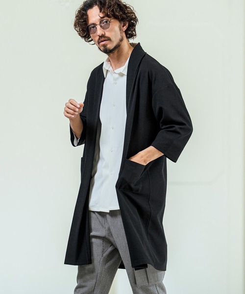 Magine（マージン）の「mcg3774- Mini Waffle Seven Sleeve Long Cardigan カーディガン(MGN-261-001)（カーディガン/ボレロ・メンズ・ネイビー/ブラック/チャコールグレー・48/46/44）」の14枚目の写真