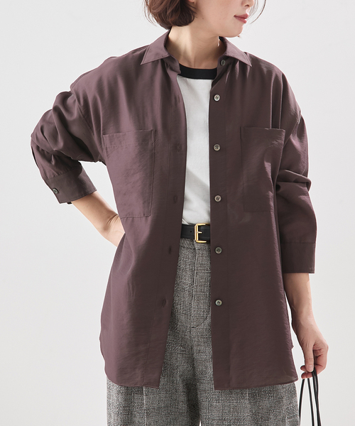 journal standard L'essage(ジャーナルスタンダードレサージュ)の「ウォッシャブル シアーシャツ(シャツ/ブラウス・レディース・ブラウン/アイボリー/ブルー系その他・FREE)」の3枚目の写真