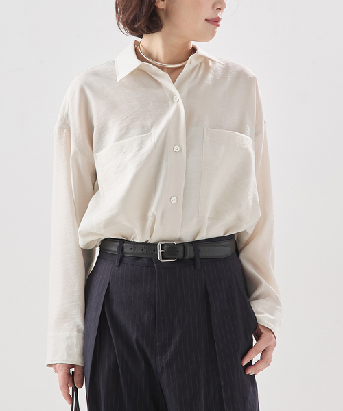 journal standard L'essage(ジャーナルスタンダードレサージュ)の「ウォッシャブル シアーシャツ(シャツ/ブラウス・レディース・ブラウン/アイボリー/ブルー系その他・FREE)」の2枚目の写真