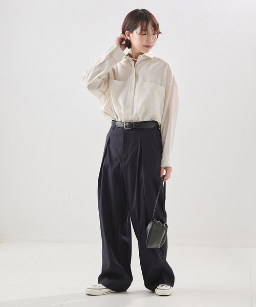 journal standard L'essage(ジャーナルスタンダードレサージュ)の「ウォッシャブル シアーシャツ(シャツ/ブラウス・レディース・ブラウン/アイボリー/ブルー系その他・FREE)」の4枚目の写真