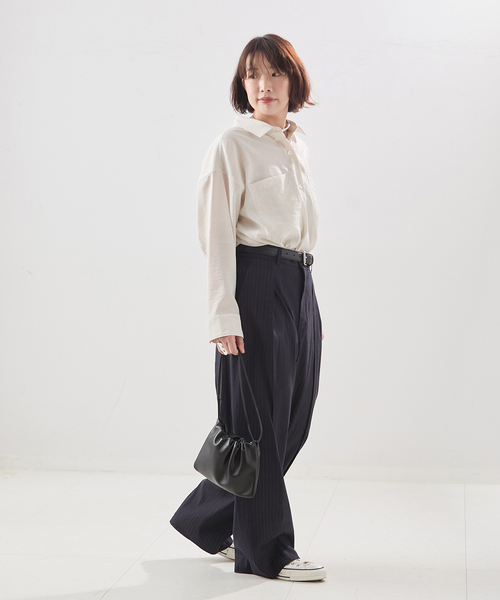 journal standard L'essage(ジャーナルスタンダードレサージュ)の「ウォッシャブル シアーシャツ(シャツ/ブラウス・レディース・ブラウン/アイボリー/ブルー系その他・FREE)」の6枚目の写真