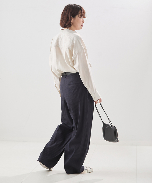 journal standard L'essage(ジャーナルスタンダードレサージュ)の「ウォッシャブル シアーシャツ(シャツ/ブラウス・レディース・ブラウン/アイボリー/ブルー系その他・FREE)」の7枚目の写真