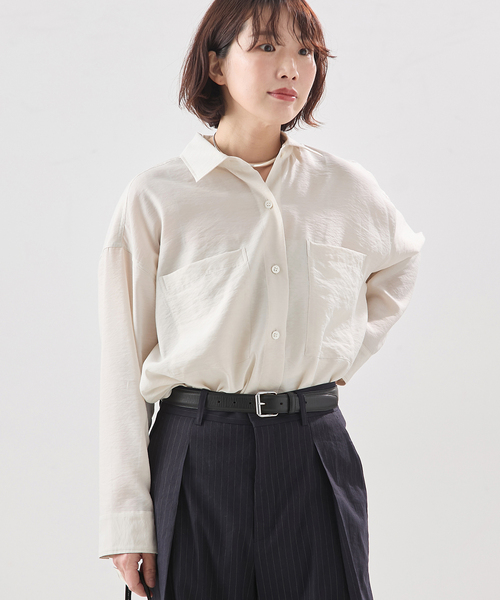 journal standard L'essage(ジャーナルスタンダードレサージュ)の「ウォッシャブル シアーシャツ(シャツ/ブラウス・レディース・ブラウン/アイボリー/ブルー系その他・FREE)」の8枚目の写真