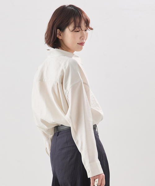 journal standard L'essage(ジャーナルスタンダードレサージュ)の「ウォッシャブル シアーシャツ(シャツ/ブラウス・レディース・ブラウン/アイボリー/ブルー系その他・FREE)」の9枚目の写真