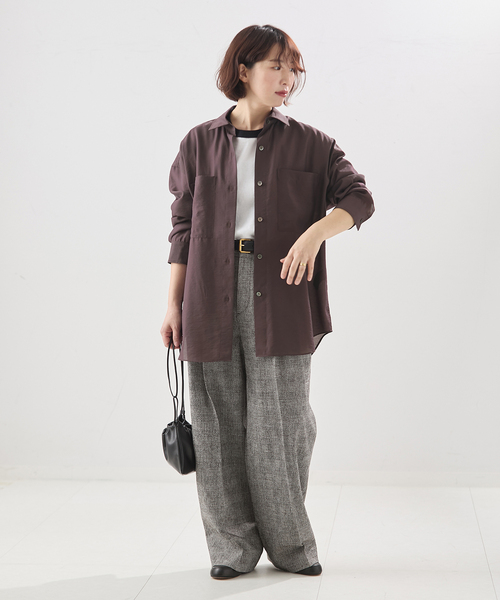 journal standard L'essage(ジャーナルスタンダードレサージュ)の「ウォッシャブル シアーシャツ(シャツ/ブラウス・レディース・ブラウン/アイボリー/ブルー系その他・FREE)」の10枚目の写真