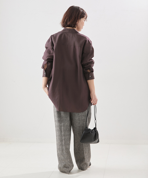 journal standard L'essage(ジャーナルスタンダードレサージュ)の「ウォッシャブル シアーシャツ(シャツ/ブラウス・レディース・ブラウン/アイボリー/ブルー系その他・FREE)」の12枚目の写真