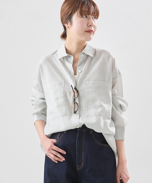 journal standard L'essage(ジャーナルスタンダードレサージュ)の「ウォッシャブル シアーシャツ(シャツ/ブラウス・レディース・ブラウン/アイボリー/ブルー系その他・FREE)」の18枚目の写真