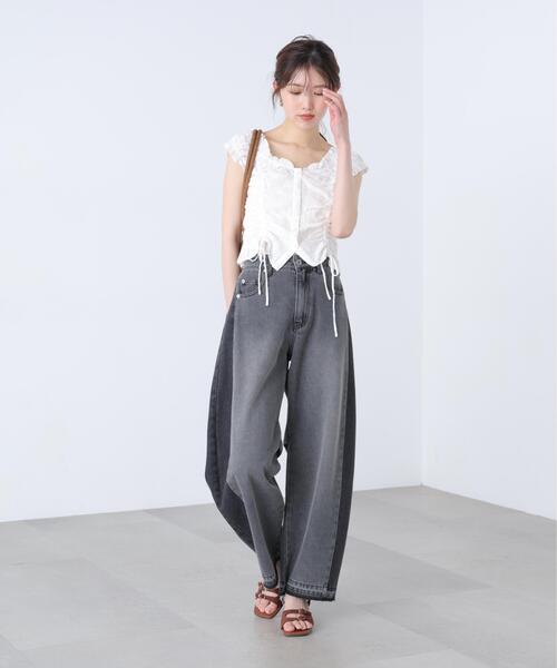 FREE'S MART（フリーズマート）の「◆配色パネルバレルワイドパンツ（その他パンツ・レディース・ブルー系その他3/ブラック系その他・MEDIUM/SMALL/X-SMALL）」の8枚目の写真