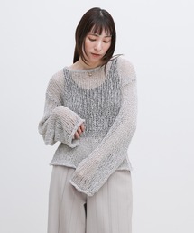 スラブコードヤーンロングスリーブニット