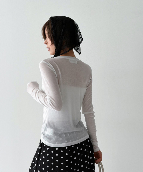 THE GREEN LAB（ザグリーンラボ）の「ソフトテンセルエアリー ロングスリーブ [アイボリー]（Tシャツ/カットソー・レディース・その他・FREE）」の6枚目の写真