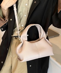 2way レザー調 台形 ショルダー付き ハンドバッグ