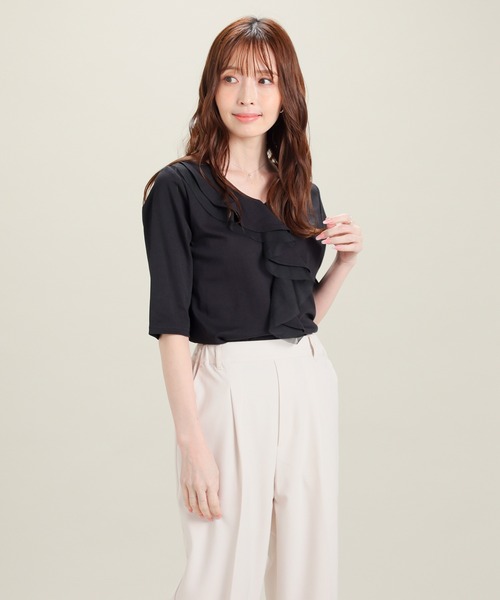 GLACIER lusso(グラシアルッソ)の「アシメフリルトップス(Tシャツ/カットソー・レディース・サックスブルー/ブラック/ホワイト/ライトグレー・L/LL/S/M)」の14枚目の写真