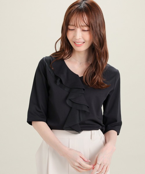 GLACIER lusso(グラシアルッソ)の「アシメフリルトップス(Tシャツ/カットソー・レディース・サックスブルー/ブラック/ホワイト/ライトグレー・L/LL/S/M)」の15枚目の写真