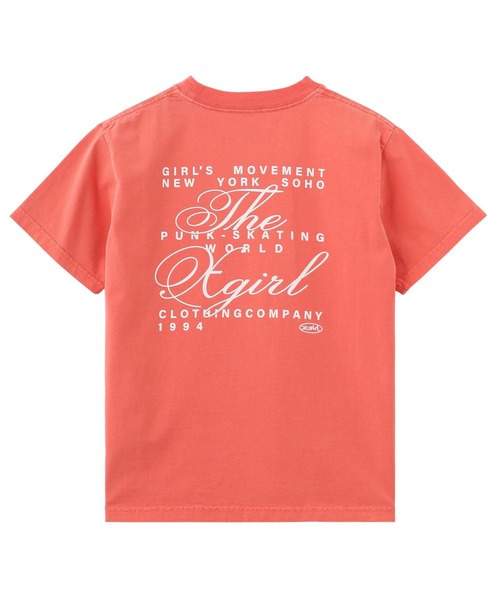 X-girl(エックスガール)の「FADED MESSAGE AND SCRIPT LOGO S/S TEE(Tシャツ/カットソー・レディース・ブラック/ベージュ/オレンジ・S/M/L)」の3枚目の写真