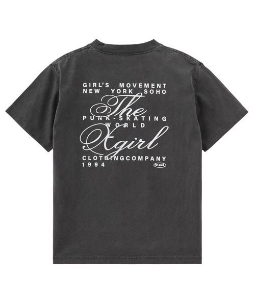 X-girl(エックスガール)の「FADED MESSAGE AND SCRIPT LOGO S/S TEE(Tシャツ/カットソー・レディース・ブラック/ベージュ/オレンジ・S/M/L)」の2枚目の写真