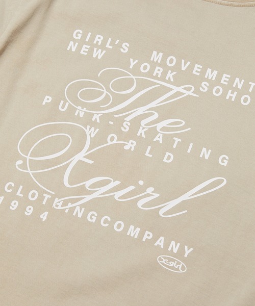 X-girl(エックスガール)の「FADED MESSAGE AND SCRIPT LOGO S/S TEE(Tシャツ/カットソー・レディース・ブラック/ベージュ/オレンジ・S/M/L)」の13枚目の写真