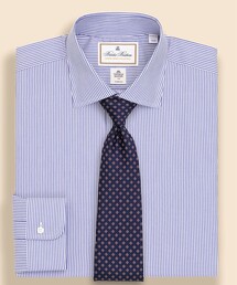 ラグジュアリー コットンツイル ストライプ フレンチプラケット ドレスシャツ Regular Fit