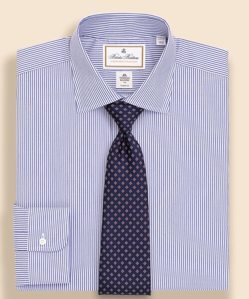 BROOKS BROTHERS(ブルックスブラザーズ)の「ラグジュアリー コットンツイル ストライプ フレンチプラケット ドレスシャツ Regular Fit(ビジネスシャツ・メンズ・ブルー・15-32/16-33/16 1/2-33/17-34/15 1/2-32/14 1/2-31)」の1枚目の写真