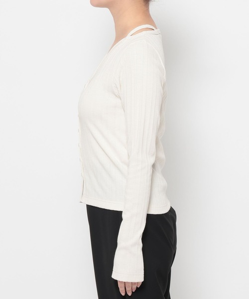 HARE(ハレ)の「リブカットカーディガン(HARE)(カーディガン/ボレロ・レディース・オフホワイト/ブラック・FREE)」の11枚目の写真
