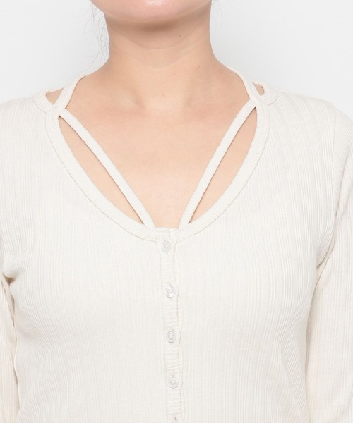 HARE(ハレ)の「リブカットカーディガン(HARE)(カーディガン/ボレロ・レディース・オフホワイト/ブラック・FREE)」の13枚目の写真