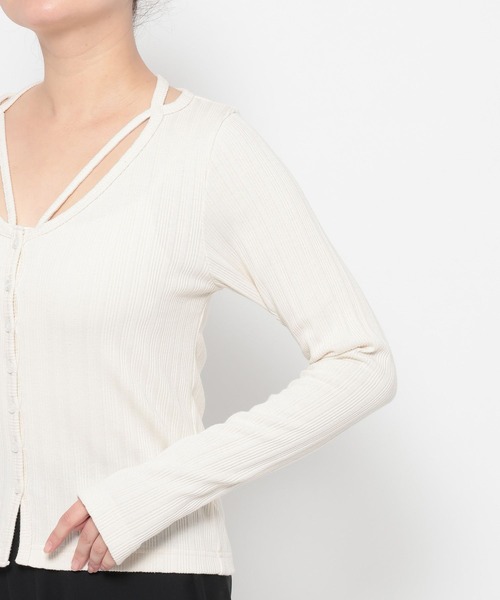 HARE(ハレ)の「リブカットカーディガン(HARE)(カーディガン/ボレロ・レディース・オフホワイト/ブラック・FREE)」の15枚目の写真