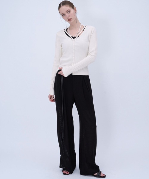 HARE(ハレ)の「リブカットカーディガン(HARE)(カーディガン/ボレロ・レディース・オフホワイト/ブラック・FREE)」の3枚目の写真