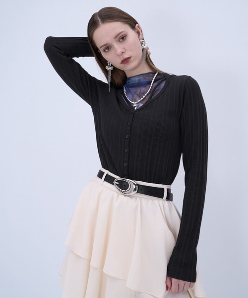 HARE(ハレ)の「リブカットカーディガン(HARE)(カーディガン/ボレロ・レディース・オフホワイト/ブラック・FREE)」の7枚目の写真