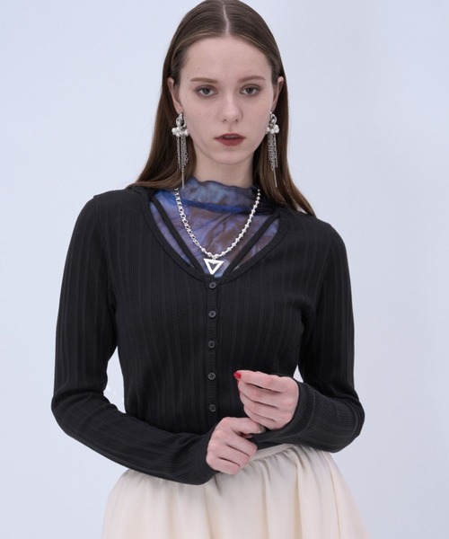 HARE(ハレ)の「リブカットカーディガン(HARE)(カーディガン/ボレロ・レディース・オフホワイト/ブラック・FREE)」の9枚目の写真