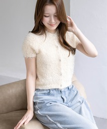 clear | ラメシャギー半袖ニットカーディガン(カーディガン/ボレロ)